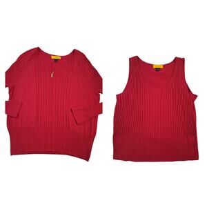 St. John Wool Silk Cashmere Womens XL  Cardigan & Top Quiet Luxury Old Money Set